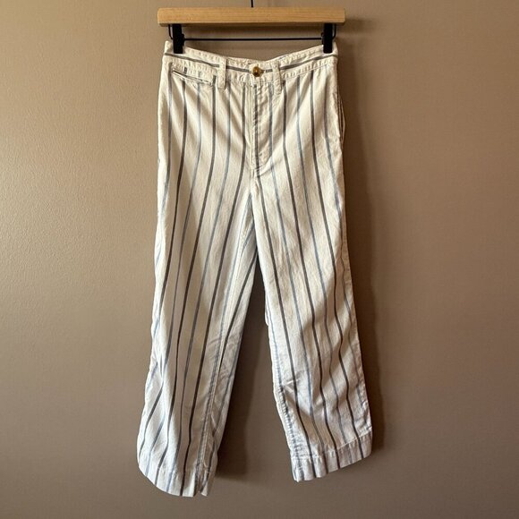 Women's 24 Madewell Slim Emmett Wide-Leg Crop Pants in Montpellier Stripe - Picture 3 of 8